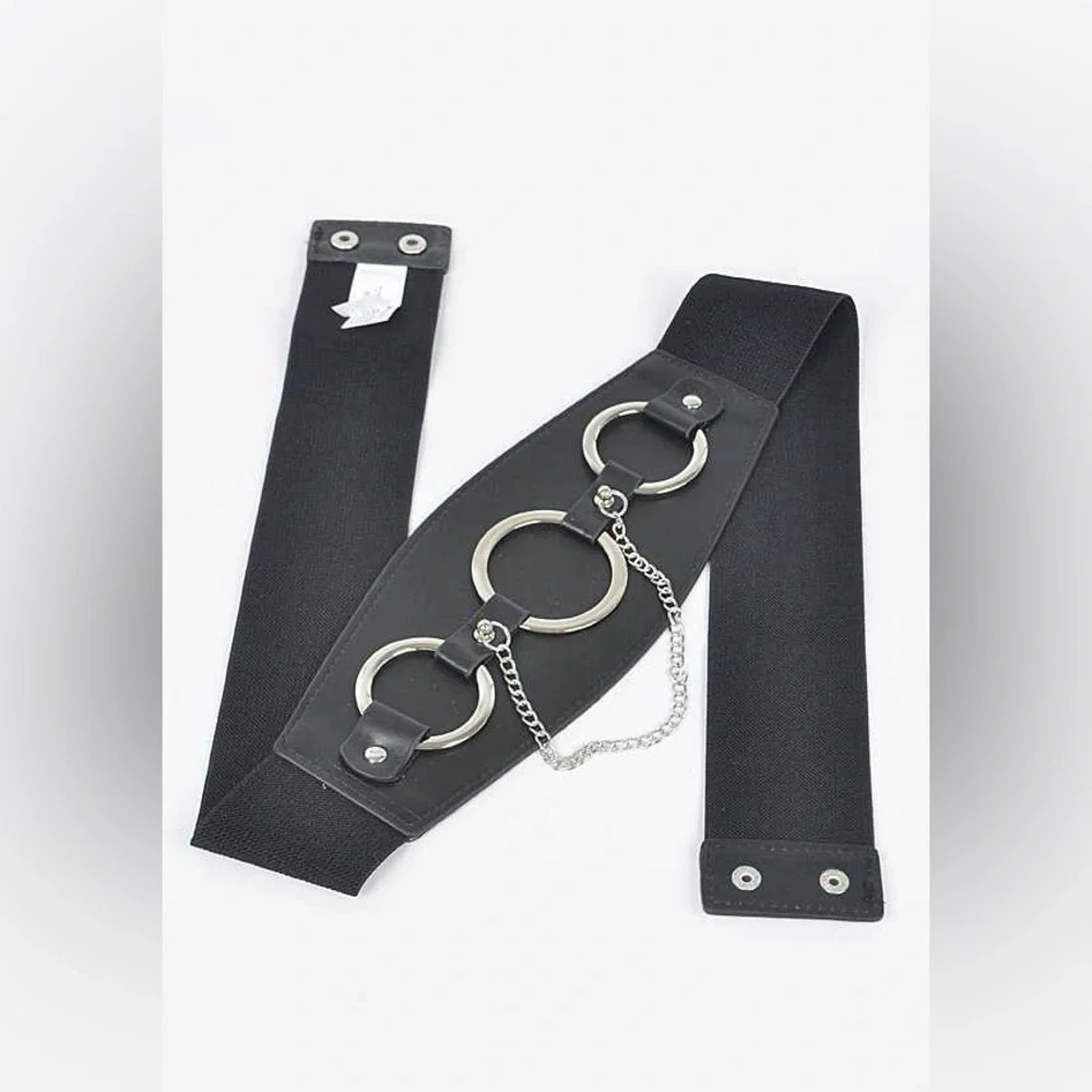 Plus Size Vegan Leather Chain Waist Statement Belt